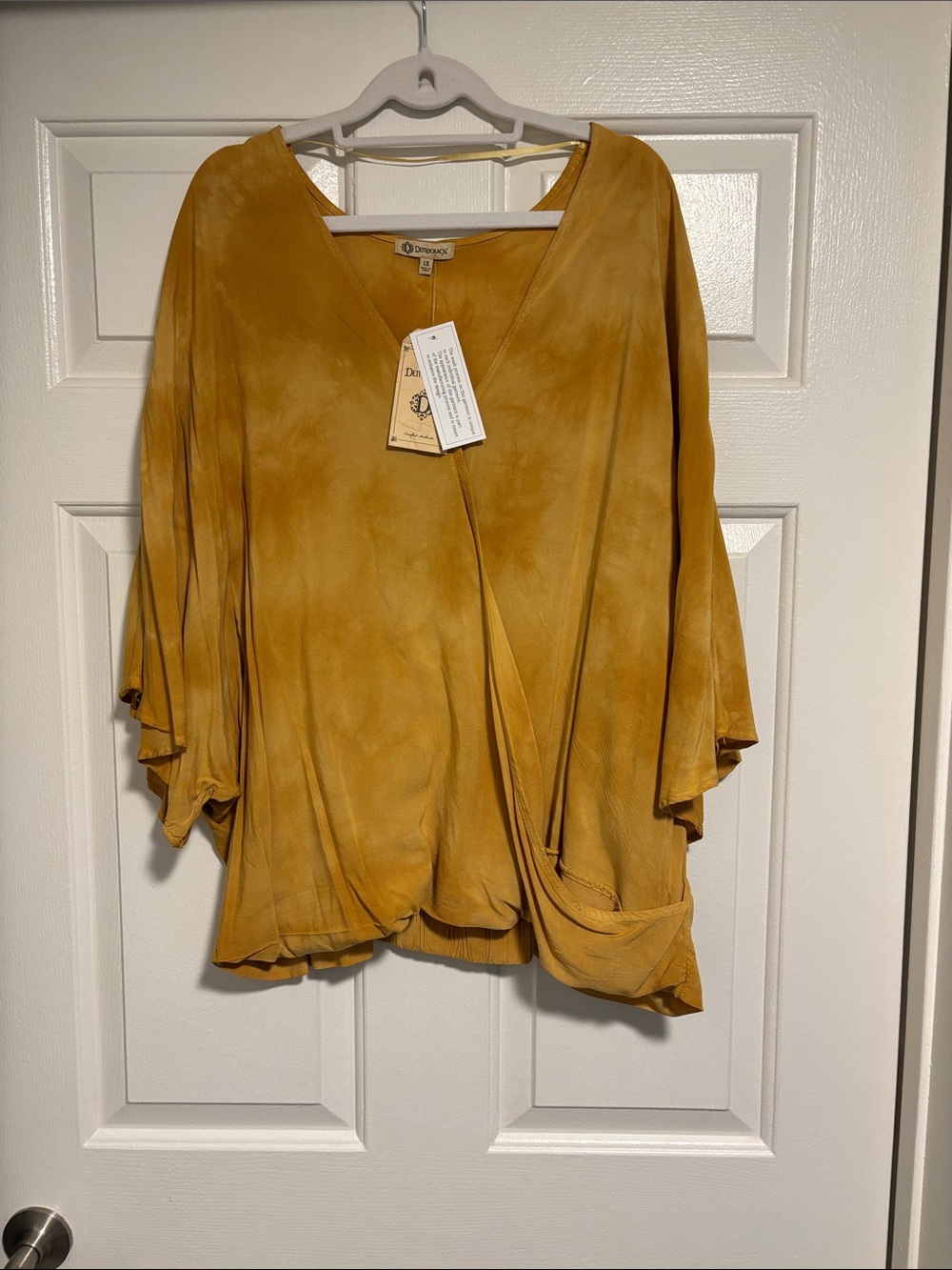 Democracy Women's Golden Mustard Draped V-Neck Tunic